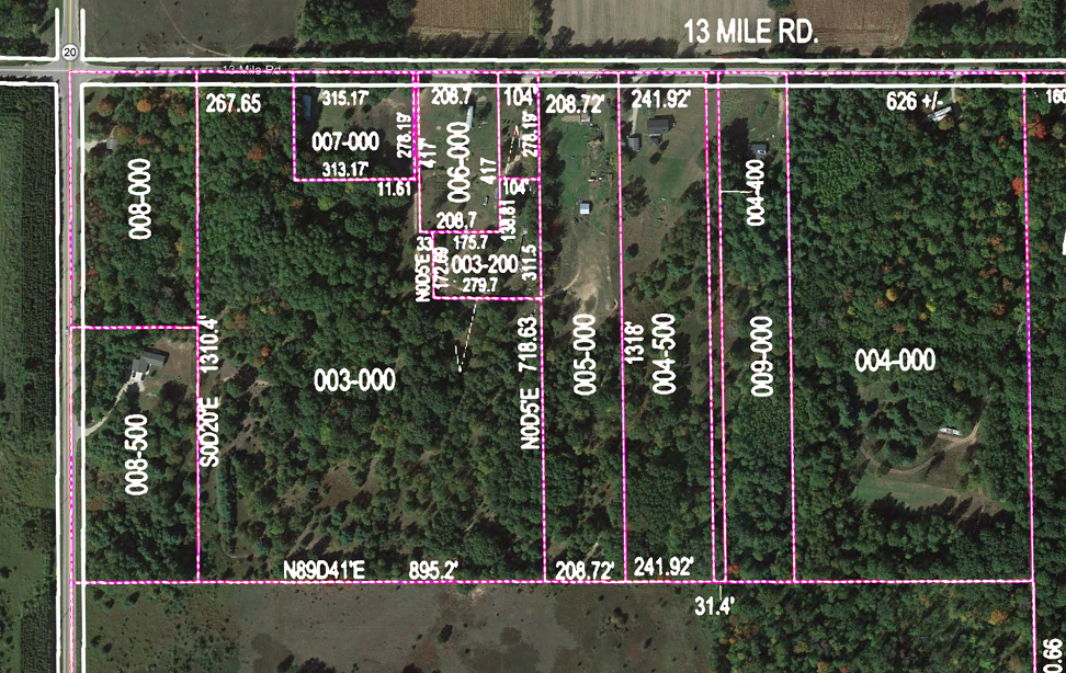 Zoom-in of County Tax Map Overlain on Satellite Image